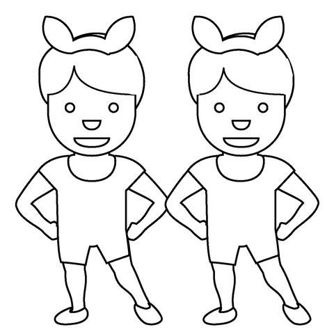 Men With Bunny Ears Emoji Coloring Page